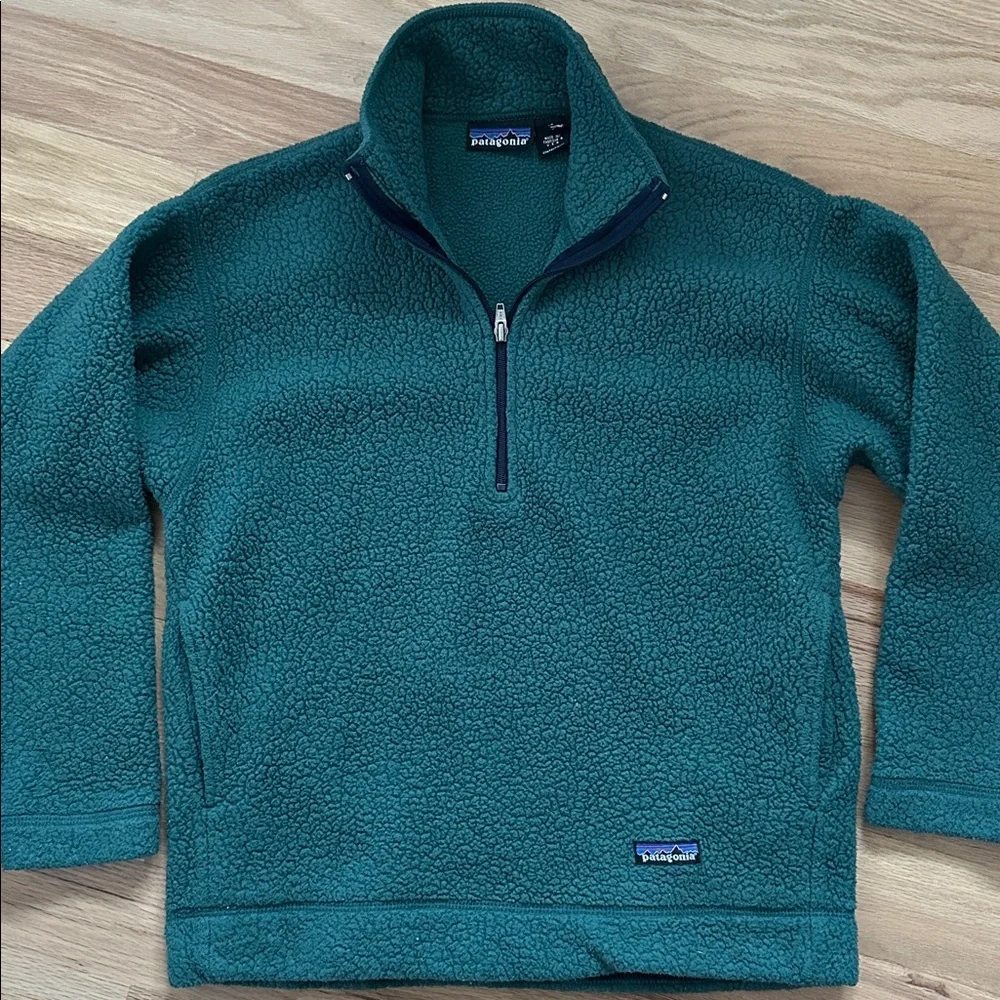 Patagonia vintage 1/2 zip pullover green fleece jacket size XS